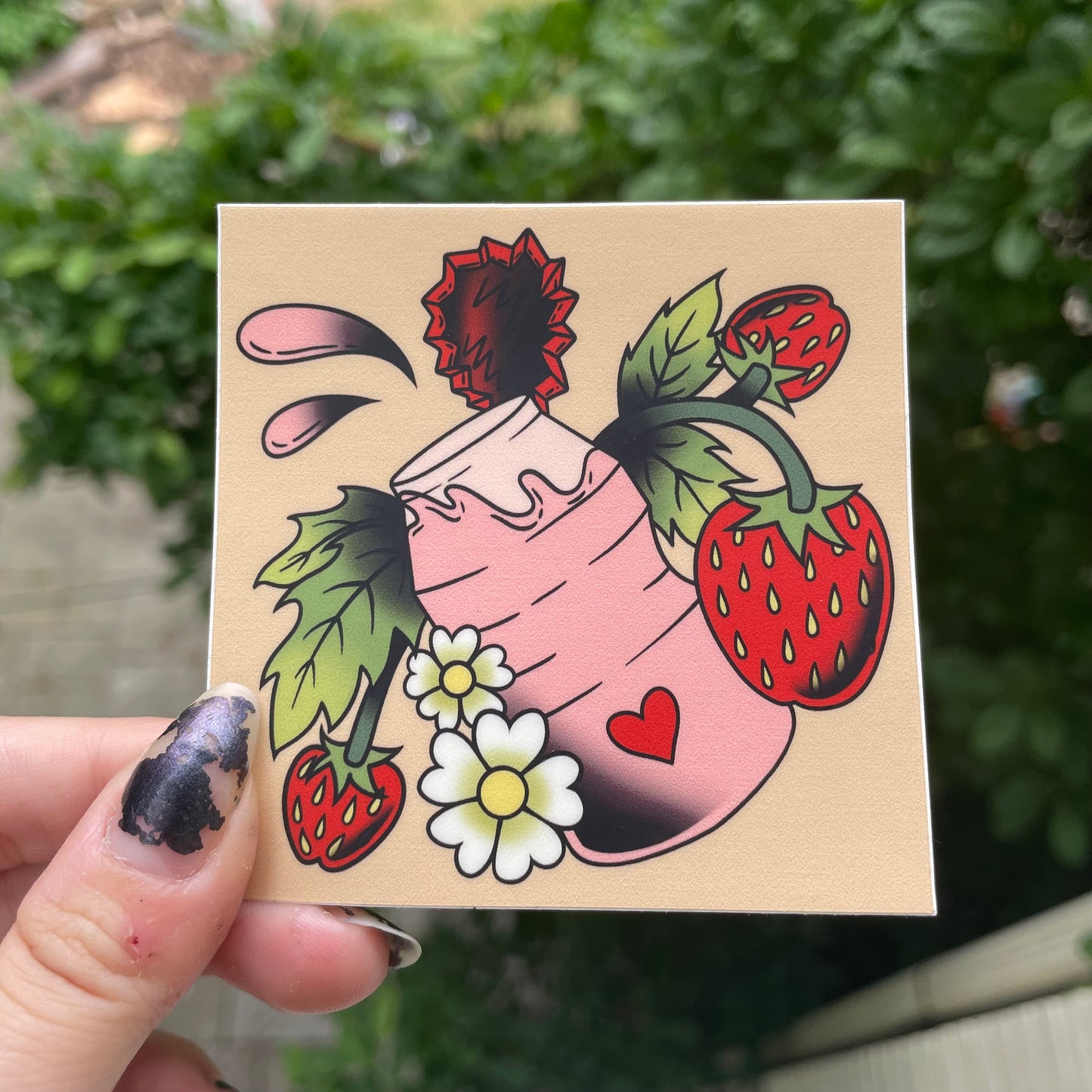 Strawberry Drink Vinyl Sticker