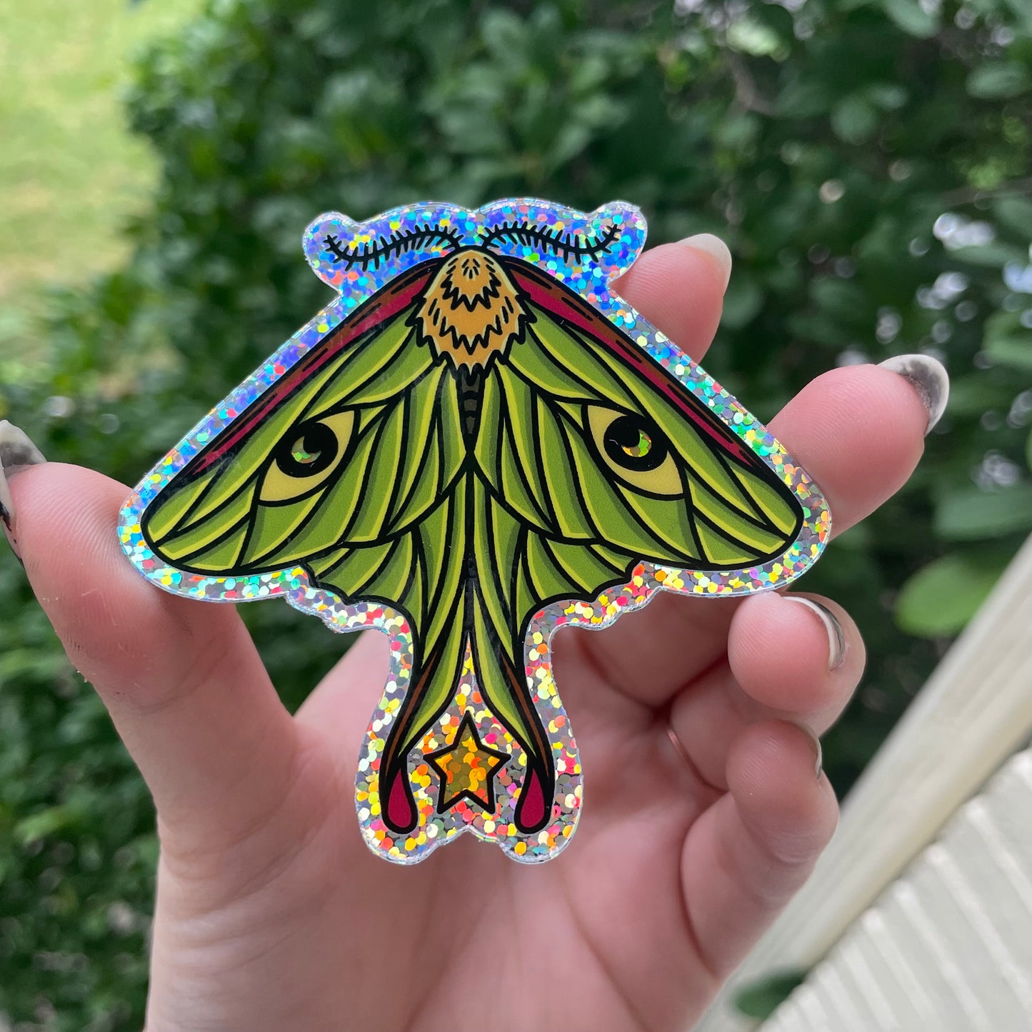 Glitter Lunar Moth Sticker