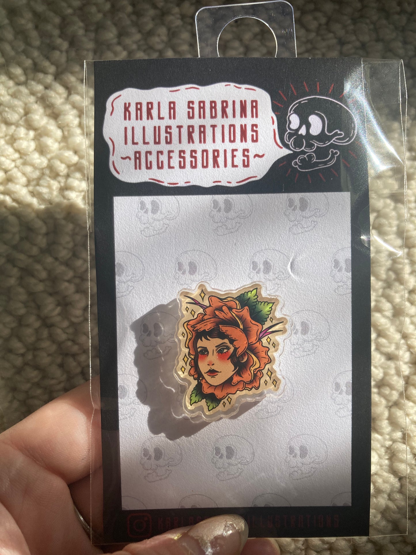 Flower Head Girl Pin