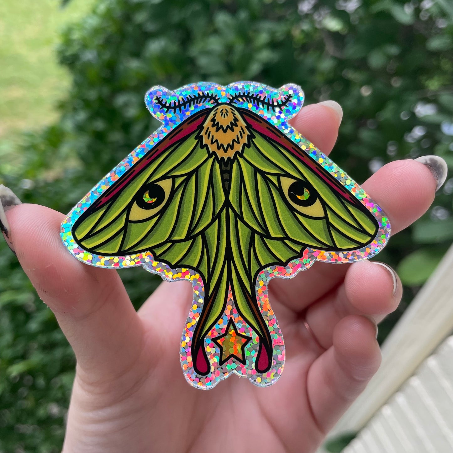 Glitter Lunar Moth Sticker