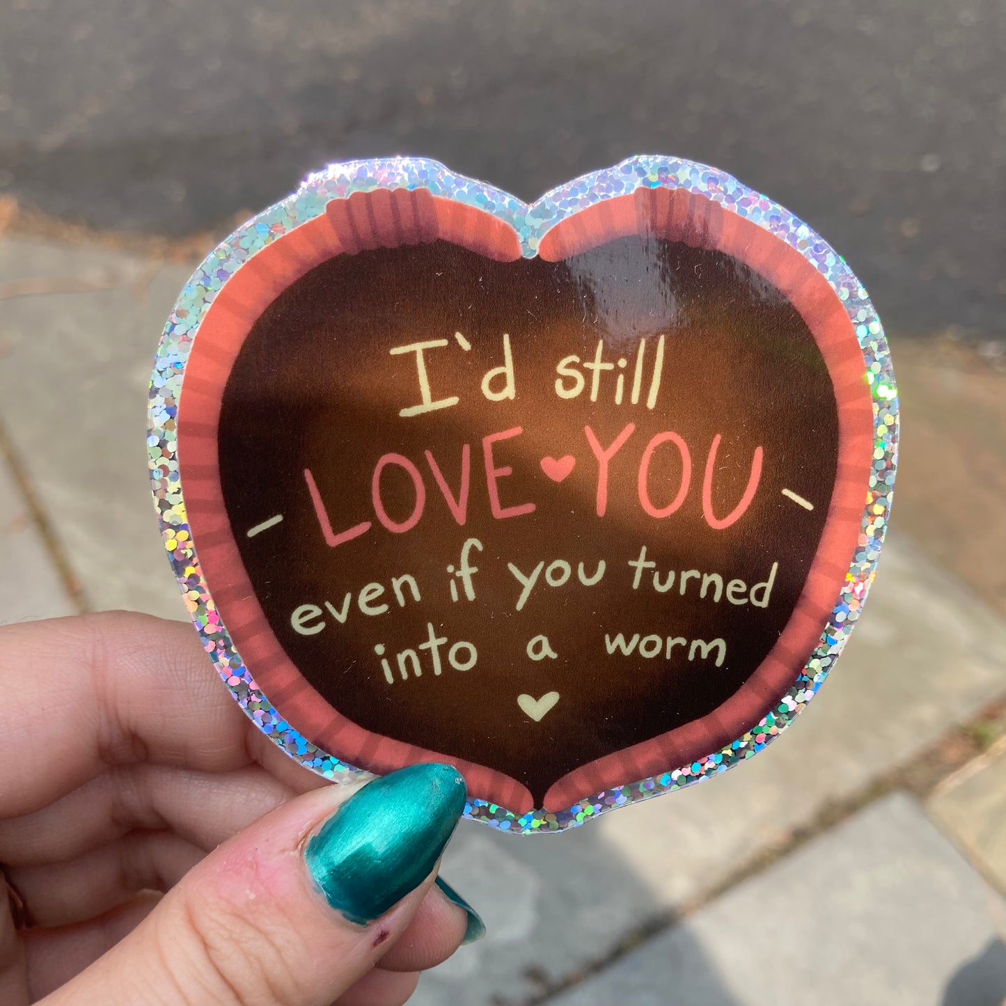 Into a Worm Glitter Sticker