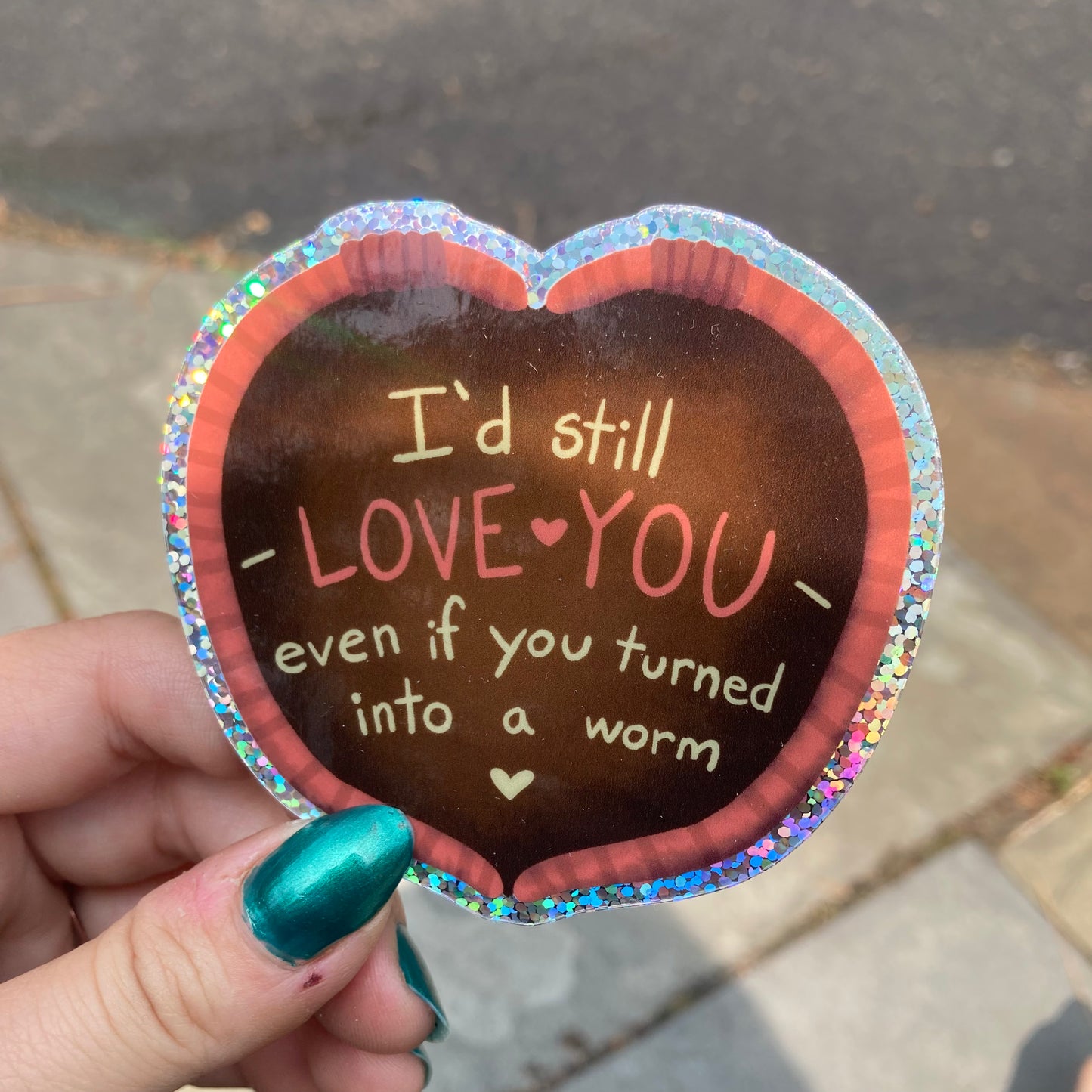 Into a Worm Glitter Sticker
