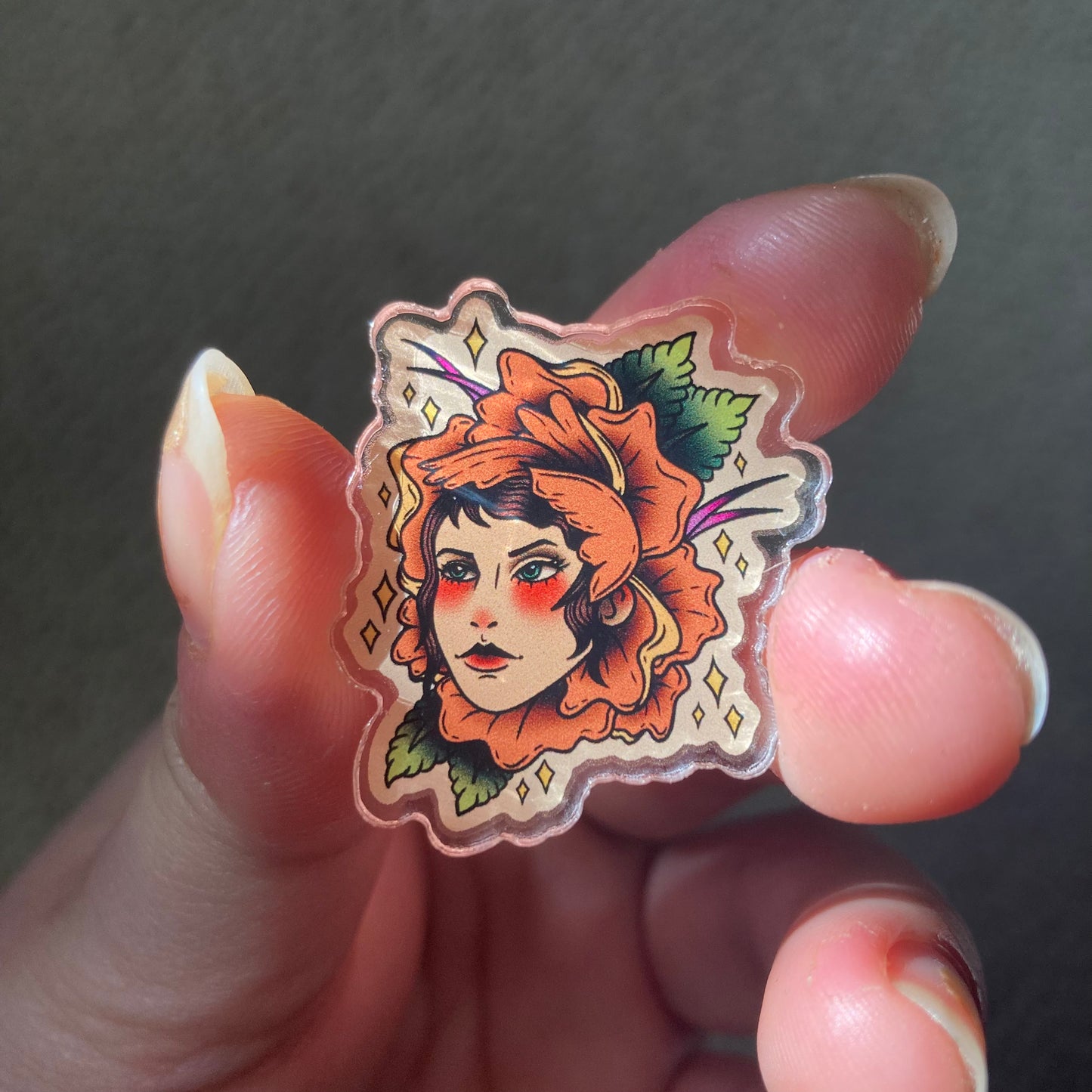 Flower Head Girl Pin