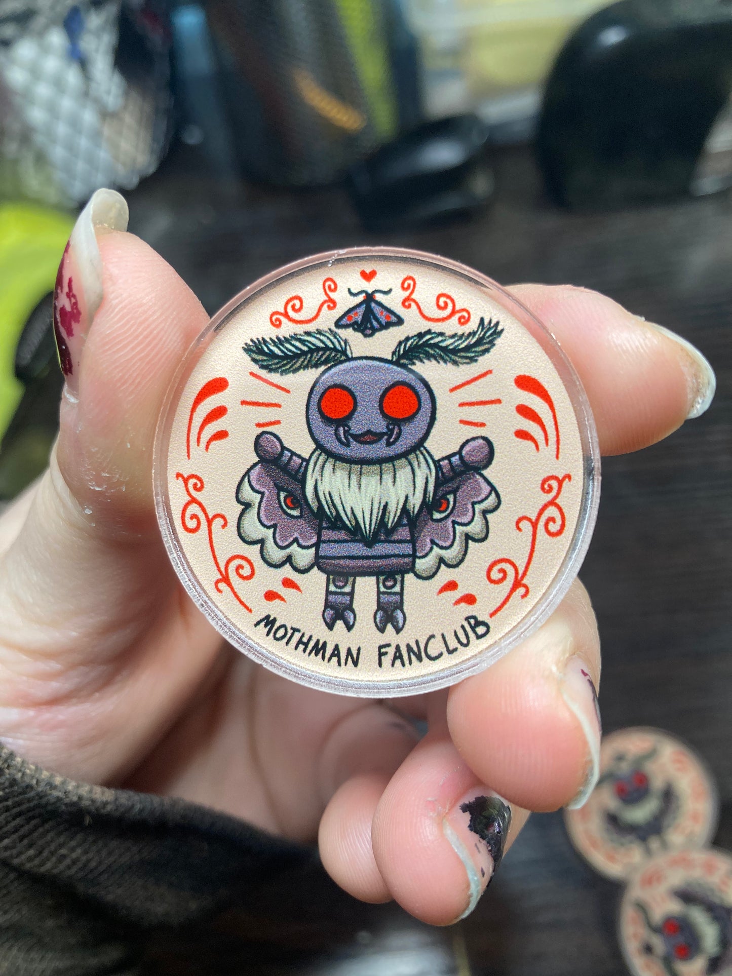 Mothman Fan Club Acrylic Pin
