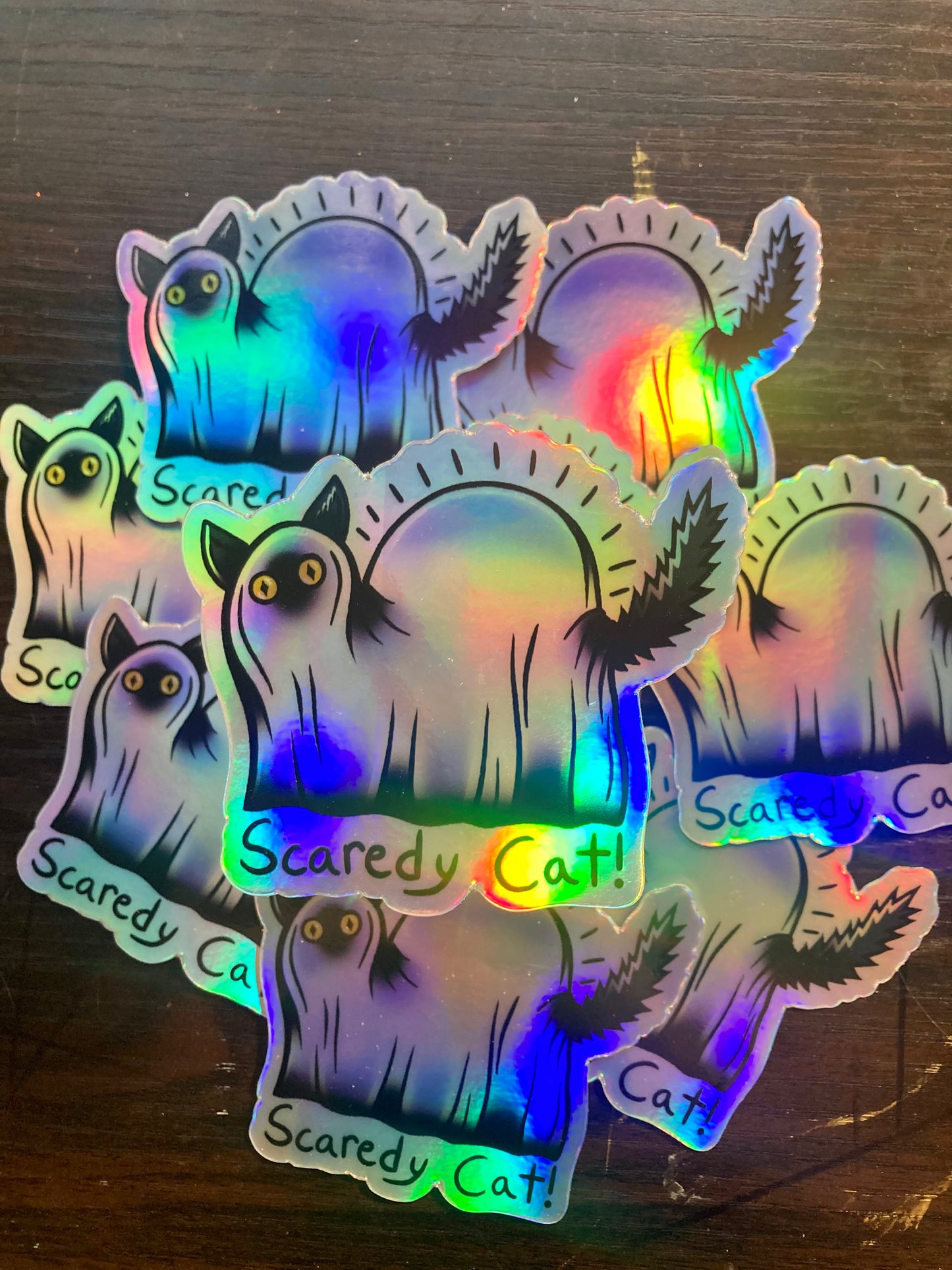 Holographic Scaredy Cat Sticker