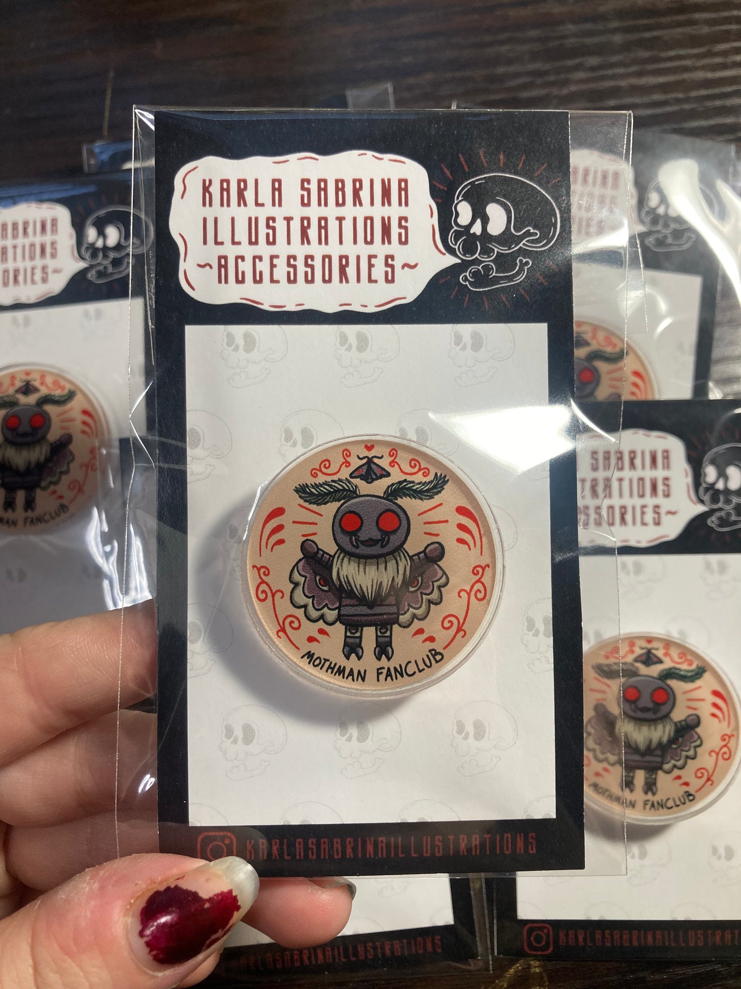 Mothman Fan Club Acrylic Pin