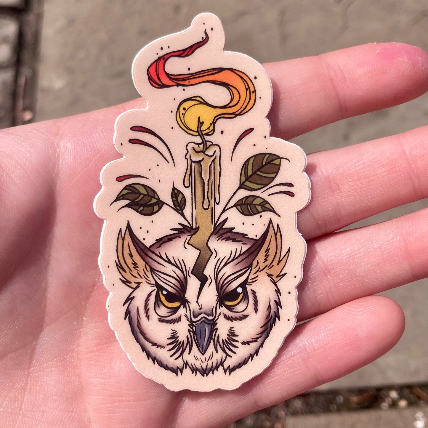 Owl Candle Sticker